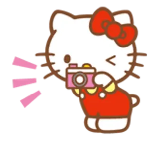 🌟 Hello Kitty chat, dessin animé, kawaii, mignon, appareil photo, photographie telegram sticker