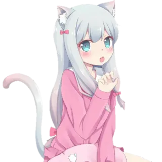 😺 Аниме, Девушка-кошка, Каваий, Манга, Милый, Нэко telegram sticker