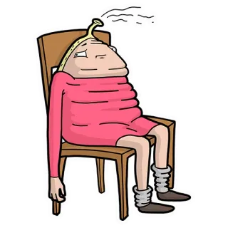 😑 Dessin animé, Personne, Chaise, Fatigué, Épuisé, Assis telegram sticker