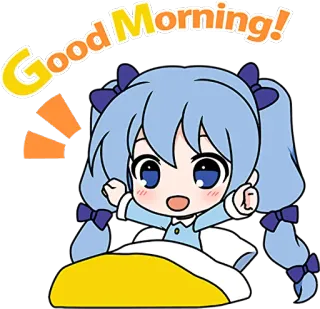 ☀ Good Morning! Bom dia, Anime, Garota, Bonito, Saudação, Desenho animado telegram sticker