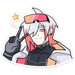✌️ Anime stijl, Karakter, Sticker, Vredesteken, Ster telegram sticker