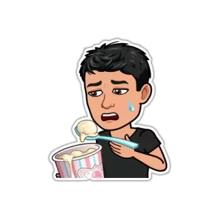 😢 bitmoji, ice cream, sad, cartoon telegram sticker
