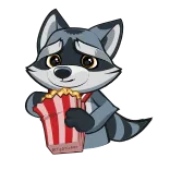 🍿 raton laveur, animal, pop-corn, collation, dessin animé, mignon, regarder telegram sticker