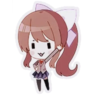 📄 Monika Doki Doki Literature Club! Anime, Chibi, Écolière, Mignon, Jeu vidéo telegram sticker