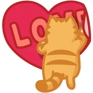 ❤ LOVE liefde, kat, hart, oranje, sticker, cartoon, schattig whatsapp sticker