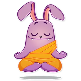 😌 rabbit, meditation, calm, peaceful, cartoon, character, animal whatsapp sticker