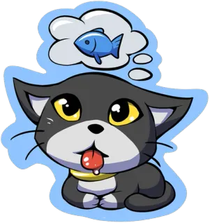 🤤 cat, fish, animal, pet, dream, cartoon telegram sticker