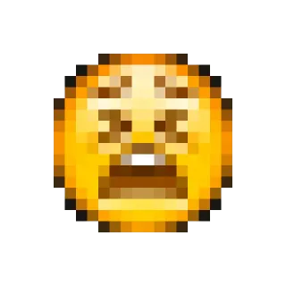 😫 emoji, pixelated, shocked, face, yellow telegram sticker