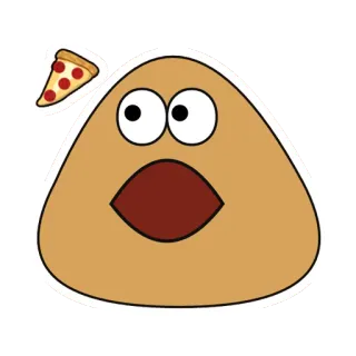 🍕 Pou Pou, Pizza, Chocado, Fofo, Jogo, Bicho virtual telegram sticker
