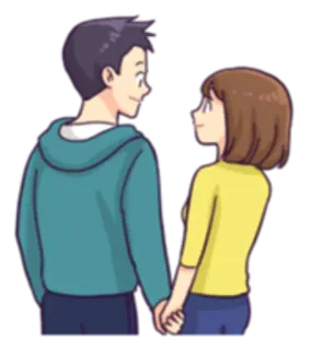 ❤️ пара, отношения, любовь, мультфильм, держаться за руки, романтика telegram sticker