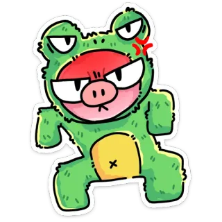 😡 青蛙, 生气, 卡通, 动物, 可爱, 贴纸 telegram sticker