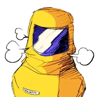🤕 combinaison NRBC, jaune, croquis, sécurité whatsapp sticker