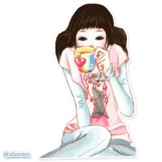 ☕ @afavoice Anime, Dziewczyna, Picie, Kawaii, Słodkie, Kawa telegram sticker