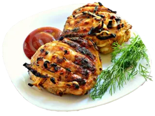 🍗 food, grilled, chicken, ketchup, dill whatsapp sticker