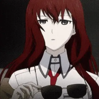 😎 Kurisu Makise Steins;Gate anime, gadis, rambut merah, pintar, karakter whatsapp sticker