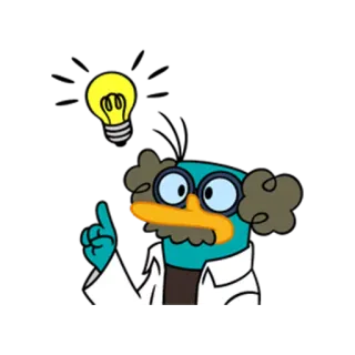 🤔 Perry the Platypus Perry l'ornitorinco, cartone animato, scienziato, idea, lampadina telegram sticker
