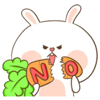 😡 NO conejo, zanahoria, no, desacuerdo, enojado, enfadado whatsapp sticker