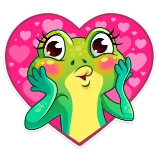 😘 frog, animal, cute, cartoon, heart, love, kawaii telegram sticker