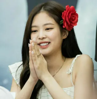 🌸 woman, flower, portrait, smile, person, red rose telegram sticker
