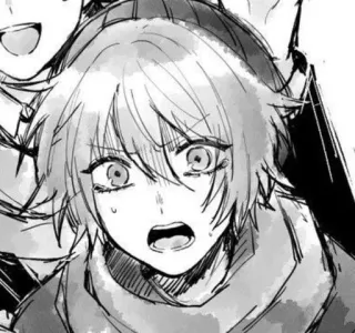😠 Anime, Manga, Postać, Zszokowany, Czarno-białe telegram sticker