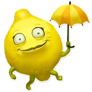 🙂 limão, guarda-chuva, desenho animado, engraçado, fruta, adesivo telegram sticker
