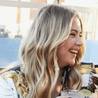 🦌 woman, smiling, blonde, portrait, person telegram sticker
