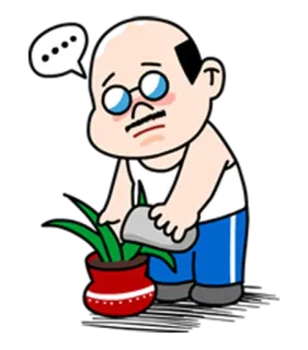 🌱 dessin animé, plante, arrosage, jardinage, personnage, triste, jardinier telegram sticker