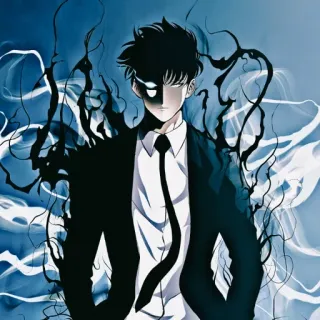 🧬 anime, manga, character, solo leveling, sung jinwoo, fantasy, dark telegram sticker
