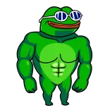 💪 Pepe the Frog Pepe, ếch, meme, cơ bắp, kính râm, hoạt hình whatsapp sticker
