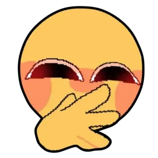 😏 表情符号, 脸, 表情, 手, 像素化 telegram sticker