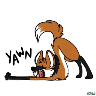 😩 YAWN volpe, animale, sbadiglio, carino, cartone animato telegram sticker