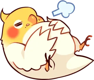 😚 鳥, オカメインコ, かわいい, 疲れた, ぐったり, マンガ, 動物 telegram sticker