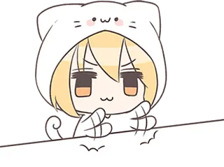 🎵 кот, аниме, девочка, милый, каваий, худи whatsapp sticker