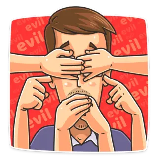 🙈 evil malvado, no ver el mal, no oír el mal, no decir el mal, ilustración, dibujo animado telegram sticker