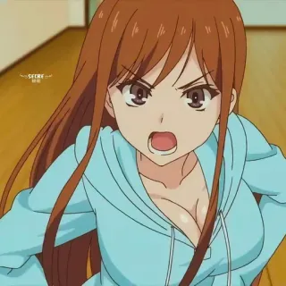 🍎 Anime, Enojada, Mujer, Dibujo animado whatsapp sticker