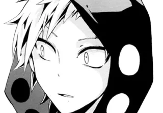 😶 anime, manga, character, black and white, hoodie, portrait telegram sticker