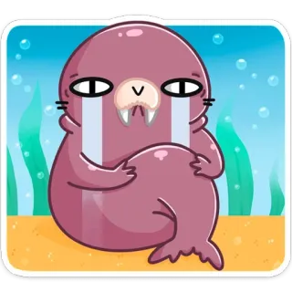 😭 phoque, triste, pleurs, dessin animé, océan, animal, mignon, personnage telegram sticker