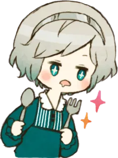 🤤 Аниме, Мультфильм, Милый, Кухня, Посуда telegram sticker