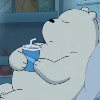 👽 Ice Bear We Bare Bears Dessin animé, Ours polaire, Ours polaire, Boisson, Mignon, Détente telegram sticker