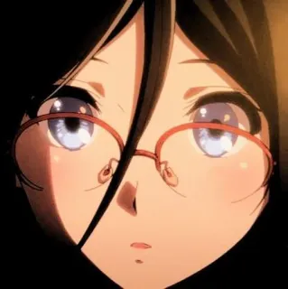 🍭 anime, girl, glasses, cute, character, portrait whatsapp sticker