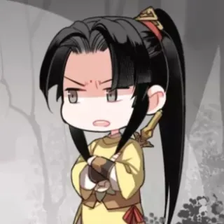 😒 Q版, 生气, 卡通, 角色, 剑, 动漫, 漫画 telegram sticker