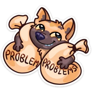 🤪 PROBLEM PROBLEMS dog, problems, bags, cartoon, animal, funny whatsapp sticker