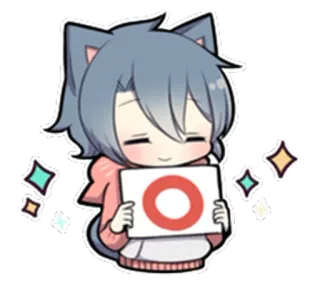 👌 Anime, Sticker, Chat, Kawaii, Chibi, Mignon, Cercle, Positif whatsapp sticker