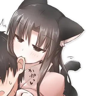 😺 かぷっ Anime, Katzenmädchen, Beißen, Kawaii telegram sticker