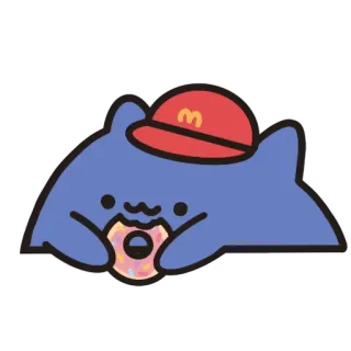 🍩 tiburón, dona, dibujos animados, lindo, kawaii, mcdonalds, comida telegram sticker