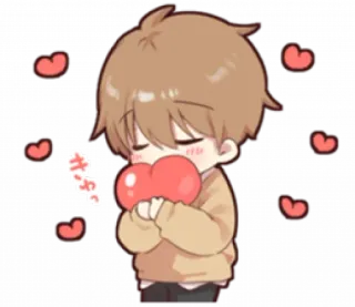 🏫 きゅっ anime, dễ thương, bé trai, trái tim, kawaii telegram sticker