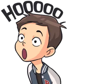 😱 HOOOOO dessin animé, surprise, exclamation, choc, garçon, animé telegram sticker