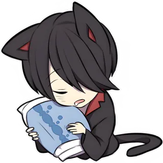 😴 cat, anime, sleep, pillow, chibi, kawaii, cute telegram sticker