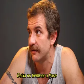 🙋‍♂️ Deixa eu terminar a frase hombre, bigote, camiseta gris sin mangas, cita, frase telegram sticker