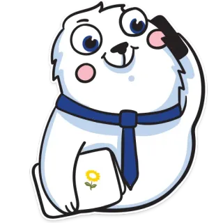 😎 schattig, cartoon, dier, hond, stropdas, bloem, sticker telegram sticker